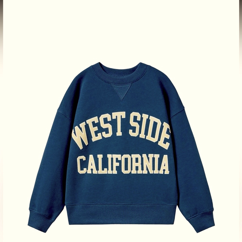 Zara Kids West Side California sweatshirt Color: Navy Size: 13-14